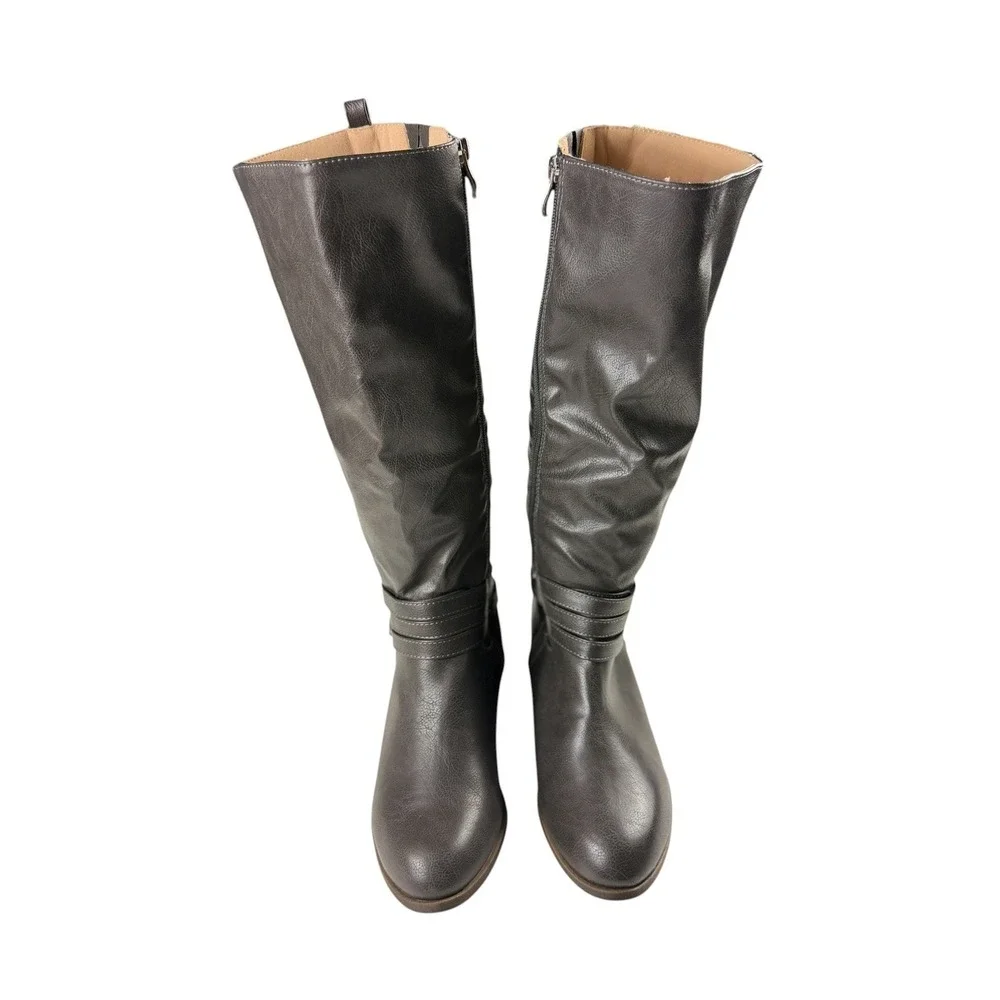 Journee Collection Womens Knee High Riding Boots Size 9 Buckle Zip Flat NWOB